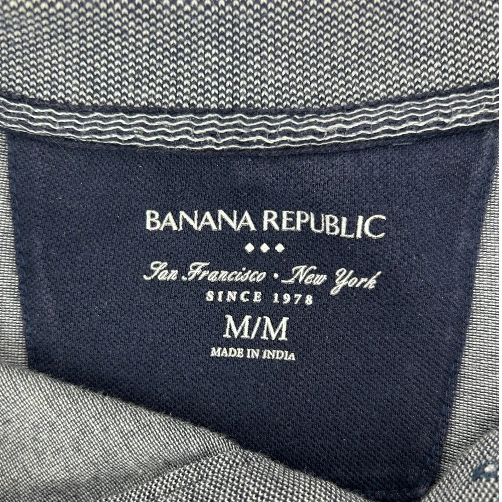 Banana Republic Mens Blue Birdseye Pique Polo Shirt Elephant Logo Size M